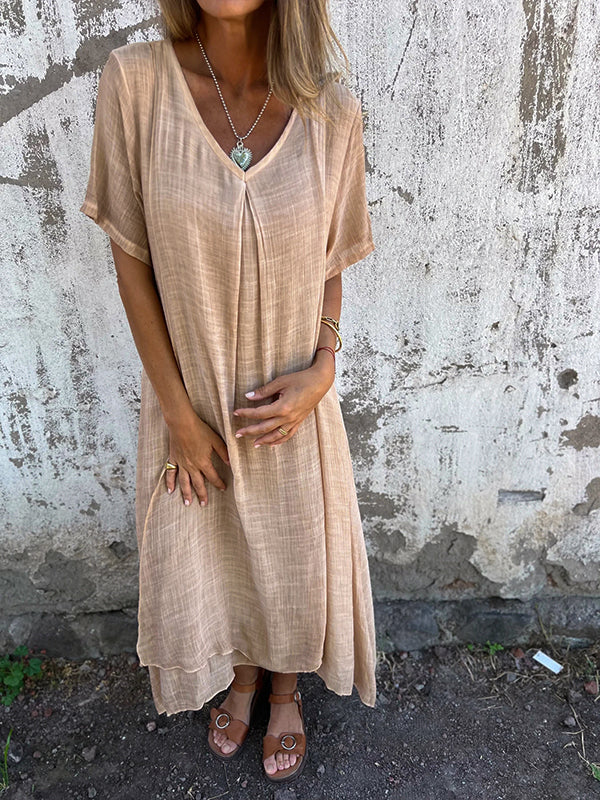 Hannah | V-Neck Loose Fit Midi Dress Dulce Hanna Hannah | V-Neck Loose Fit Midi Dress Dulce Hanna