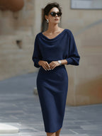 Women's Boat Neck Bodycon Dress – Batwing Sleeve Dress