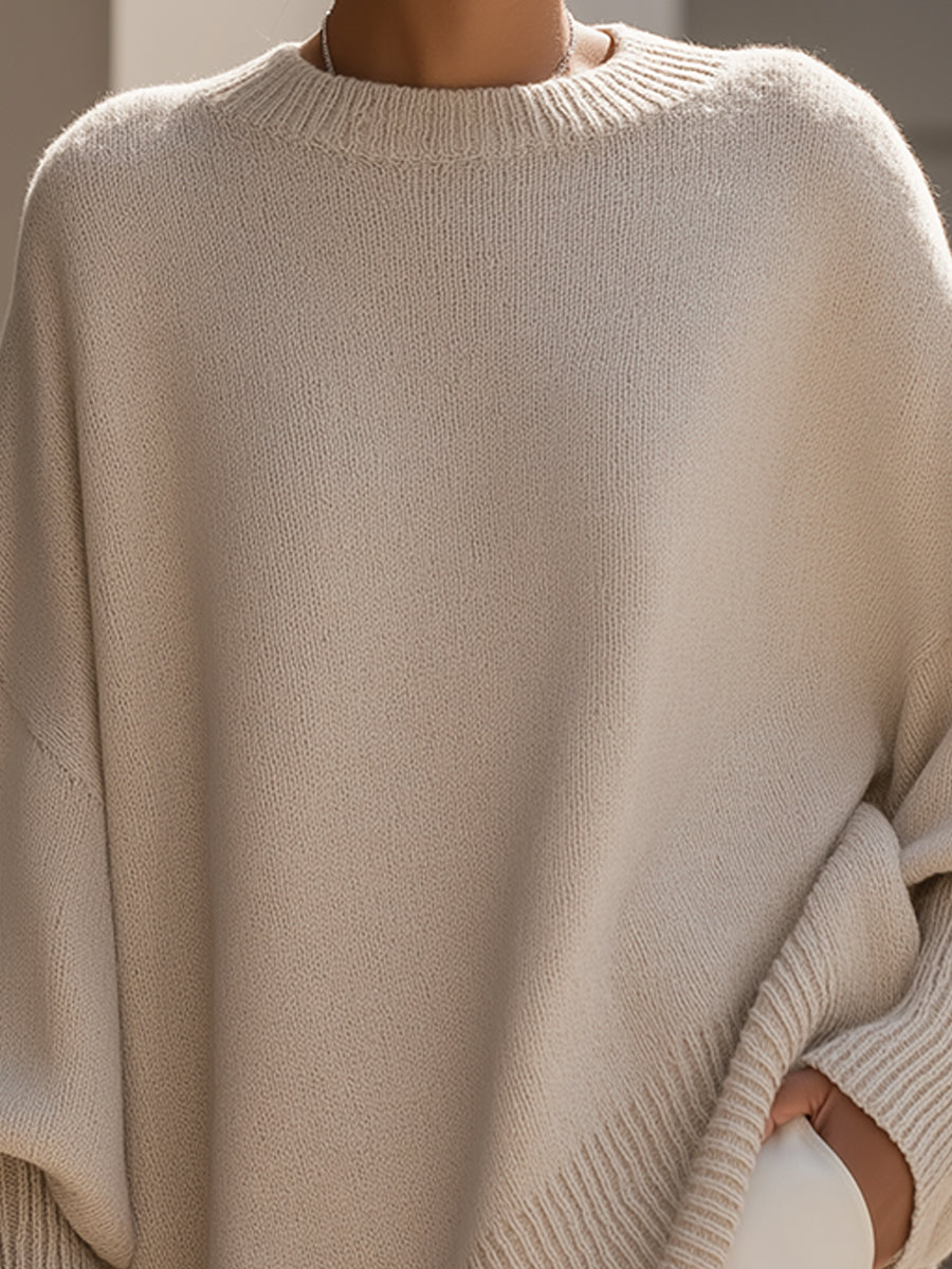Women's Relaxed Oversized Sweater – Loose Fit Long Sleeve Knit Pullover