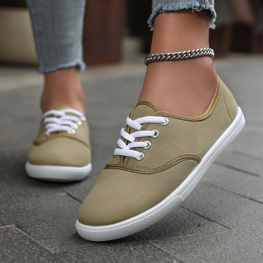 Women's Canvas Sneakers with Lace-Up Closure and Cushioned Sole