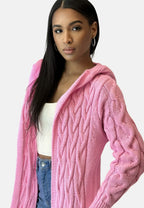 Women's Textured Hooded Cardigan – Long Relaxed Winter Cardigan