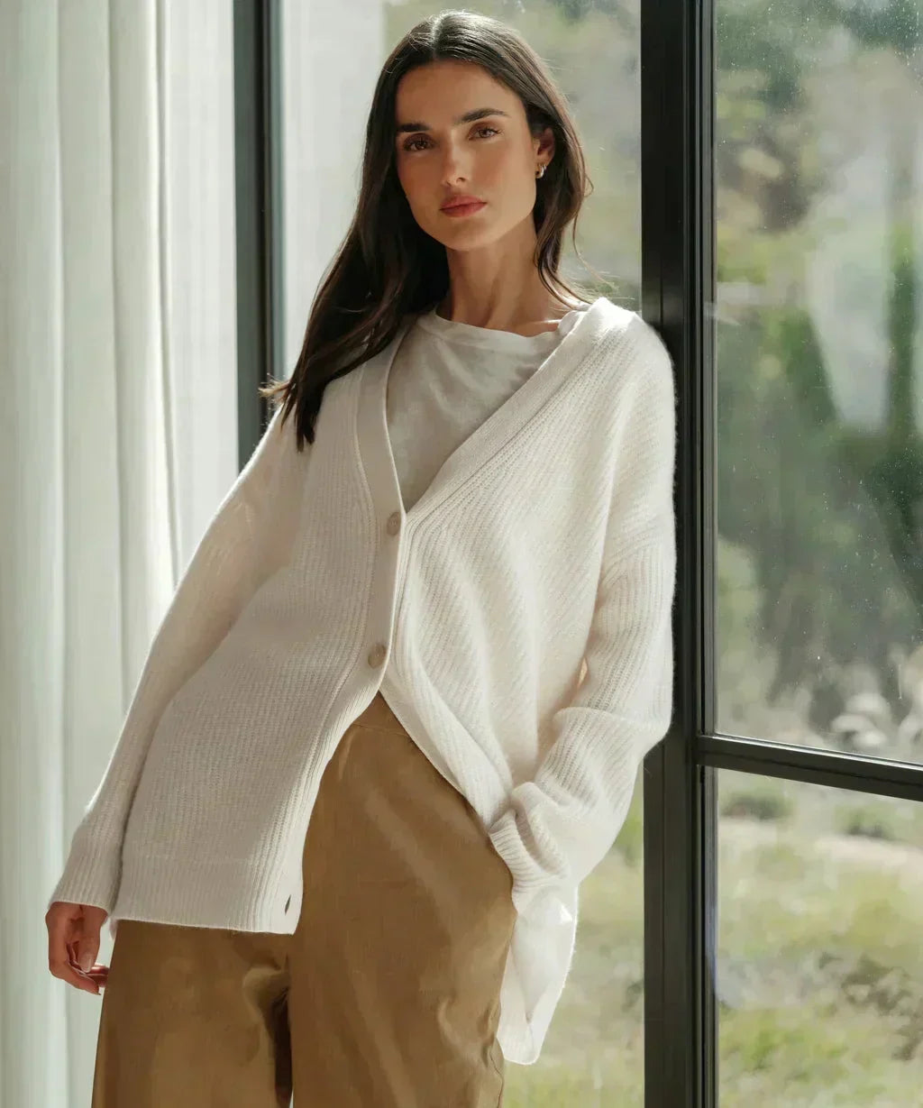 Women's Soft V-Neck Cardigan – Classic Button Front Knit Cardigan