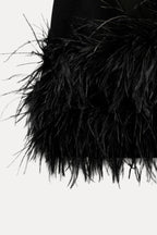 Women's Halter Mini Dress – Feather Trim Party Dress – Claudia