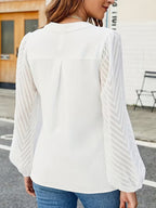 Women's V-Neck Long Sleeve Blouse – Tailored Casual Office Blouse