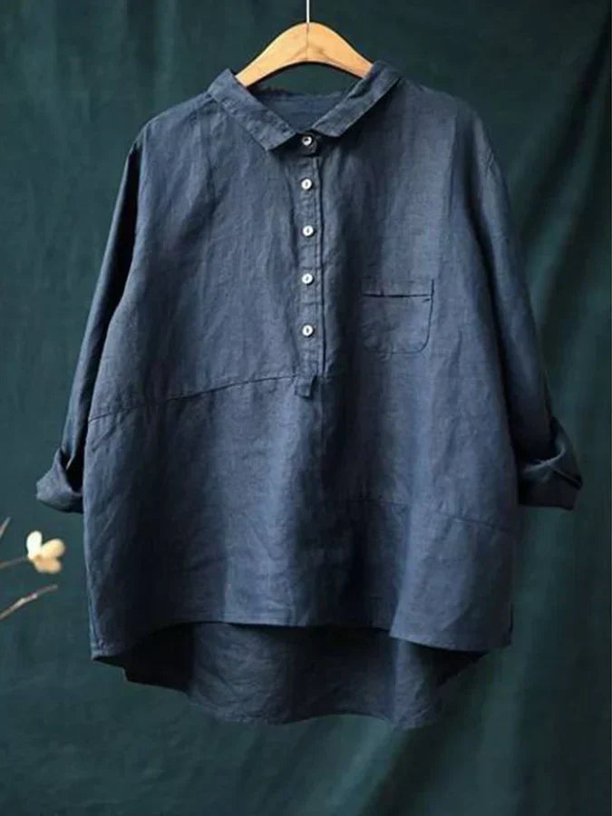 Women's High Collar Blouse – Button Front Long Sleeve Shirt Blouse