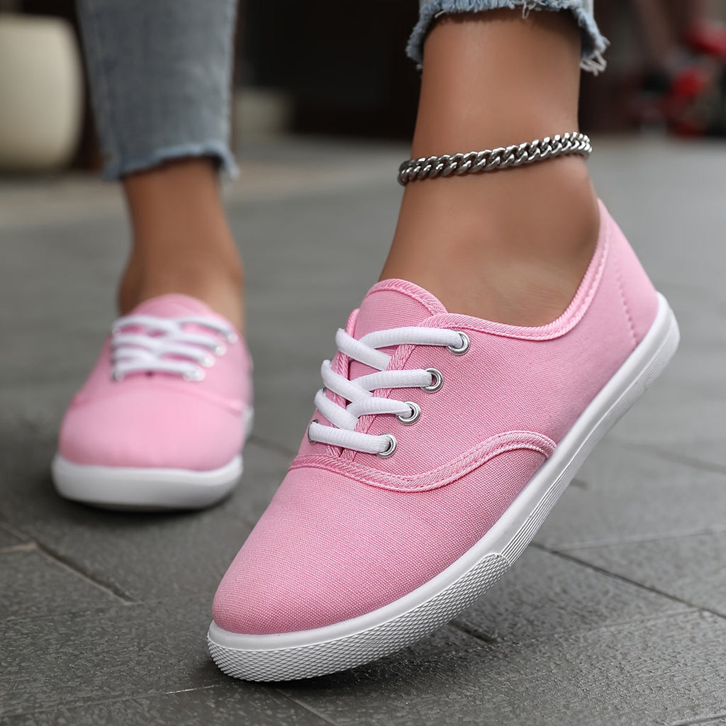 Women's Canvas Sneakers with Lace-Up Closure and Cushioned Sole