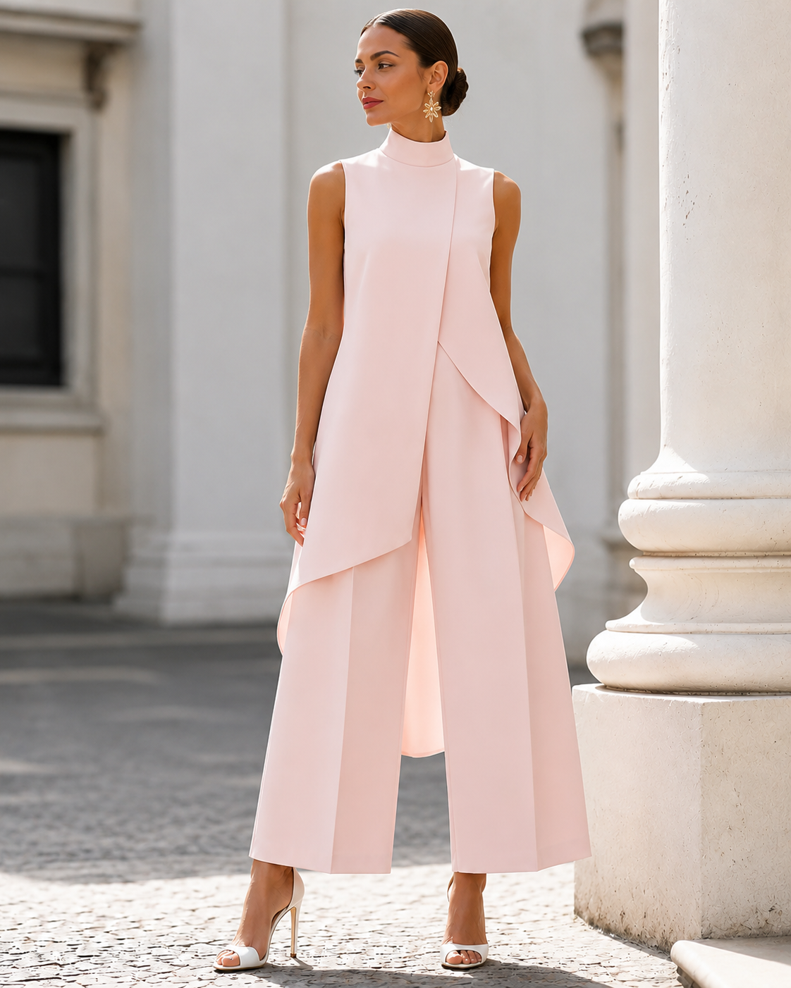Women's Asymmetrical Wide Leg Jumpsuit – Flowy Formal Evening Jumpsuit