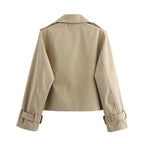 Women's Short Double-Breasted Trench Coat – Cropped Transitional Jacket
