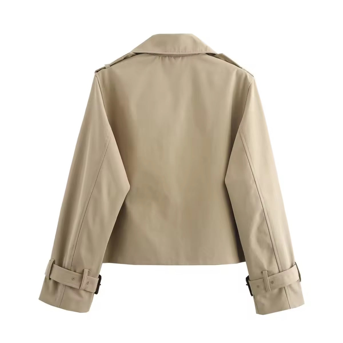Women's Short Double-Breasted Trench Coat – Cropped Transitional Jacket