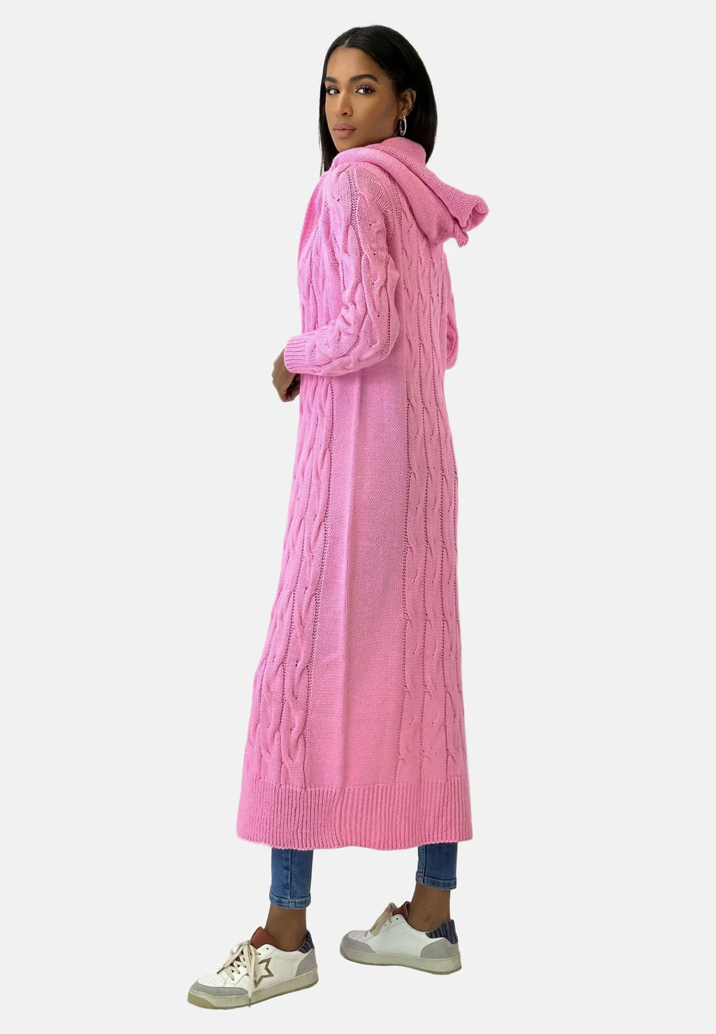 Women's Textured Hooded Cardigan – Long Relaxed Winter Cardigan
