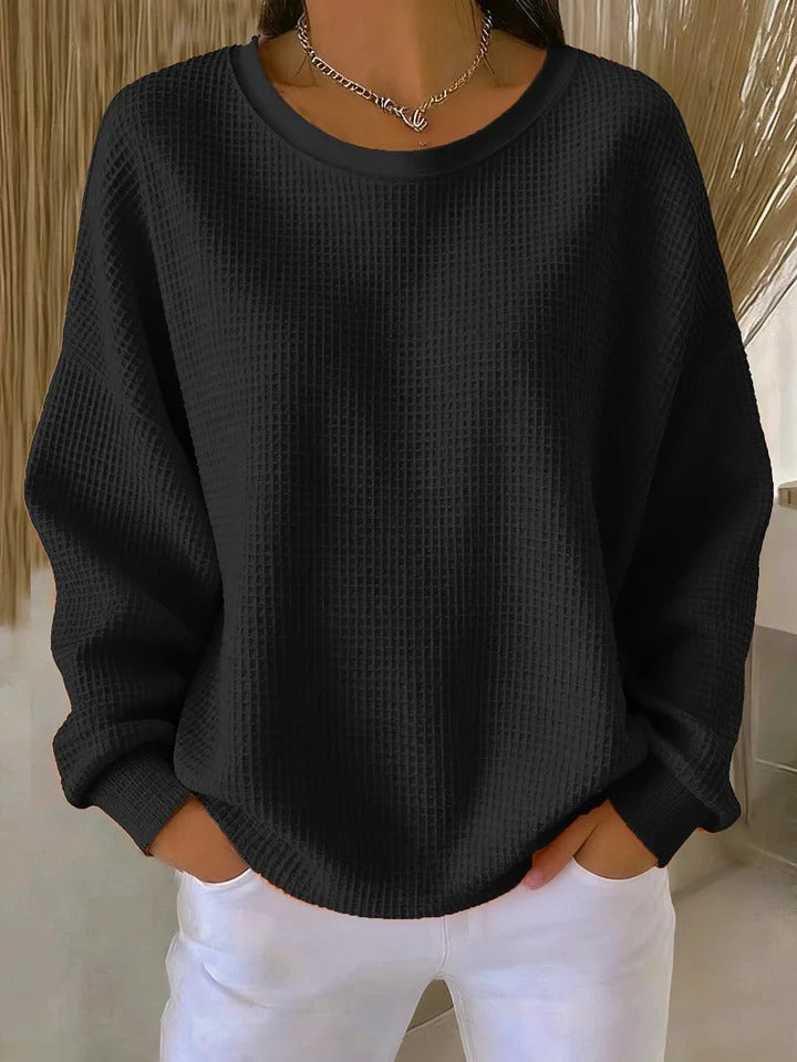 Women's Textured Pullover Sweater – Relaxed Everyday Knit Sweater