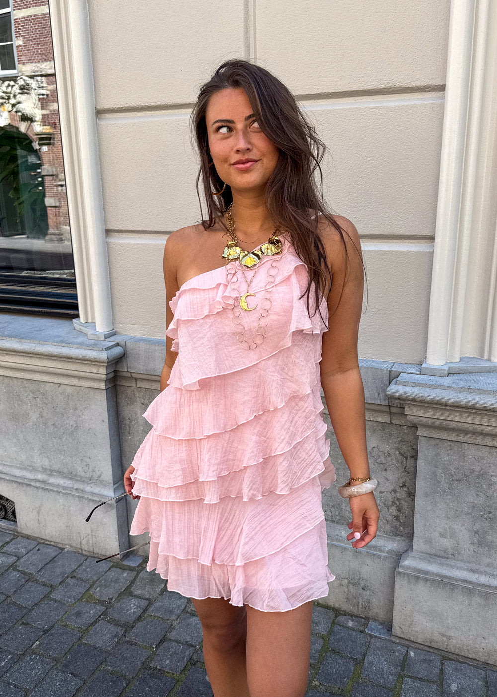 Women's One-Shoulder Mini Dress – Ruffle Party Dress