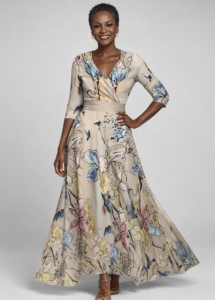 Women's Floral Wrap Maxi Dress – V-Neck Summer Dress
