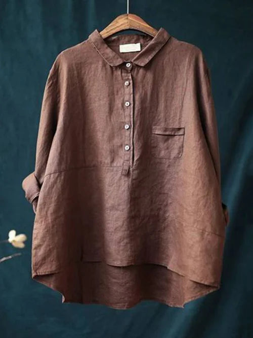 Women's High Collar Blouse – Button Front Long Sleeve Shirt Blouse