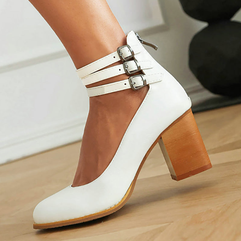 Women’s Heeled Sandals – Ankle Strap Block Heel Sandals – Casilda
