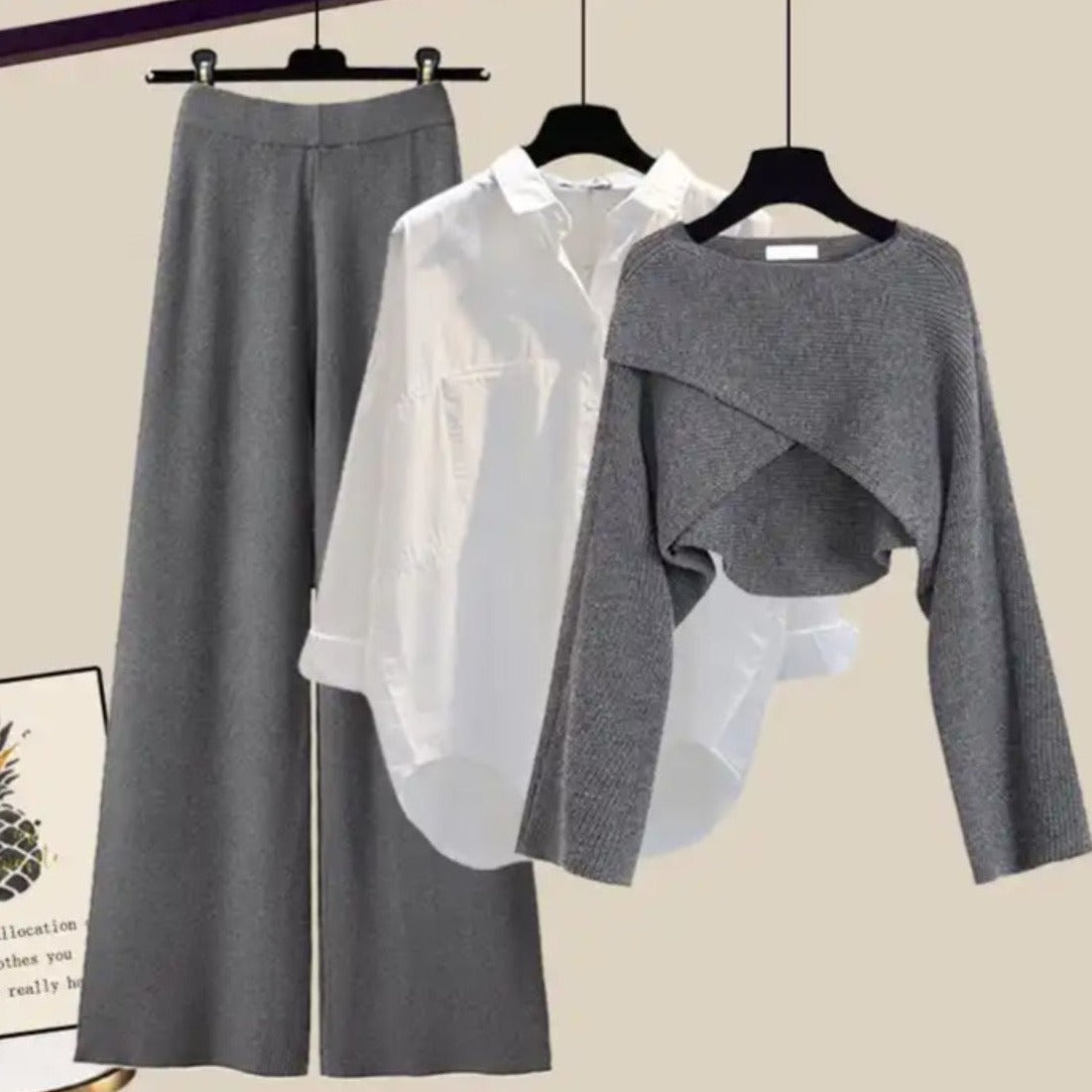 Women's High Waist Two-Piece Pants Set – Relaxed Top & Matching Trousers