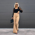 Women's High Waist Flared Pants – Long Leg Retro Style Trousers