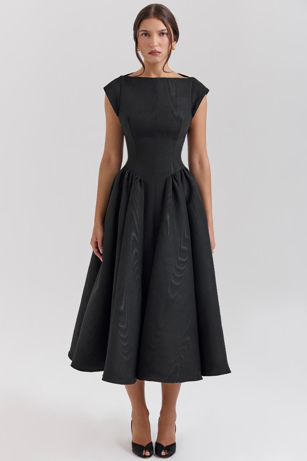 Women's Wedding Guest Dress – Tailored Waist Flowy Formal Occasion Dress