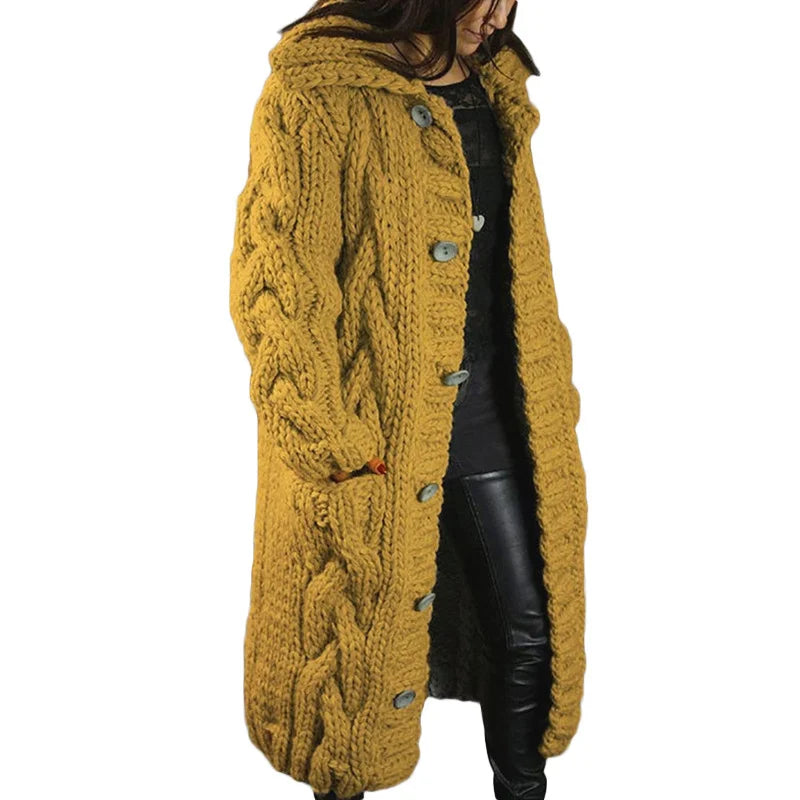 Women's Chunky Winter Cardigan – Relaxed Long Sleeve Cozy Cardigan