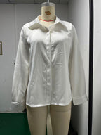 Women's Button Blouse with Classic Collar and Relaxed Fit