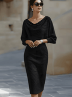 Women's Boat Neck Bodycon Dress – Batwing Sleeve Dress