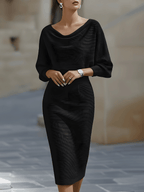 Women's Boat Neck Bodycon Dress – Batwing Sleeve Dress