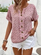 Women's Floral Short Sleeve Blouse – Lightweight Summer Blouse