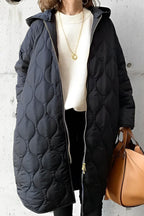 Women's Hooded Puffer Coat – Longline Quilted Winter Coat
