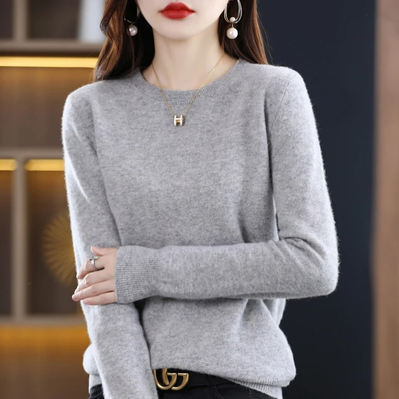 Women's Classic Crew Neck Knit Sweater – Soft Long Sleeve Pullover