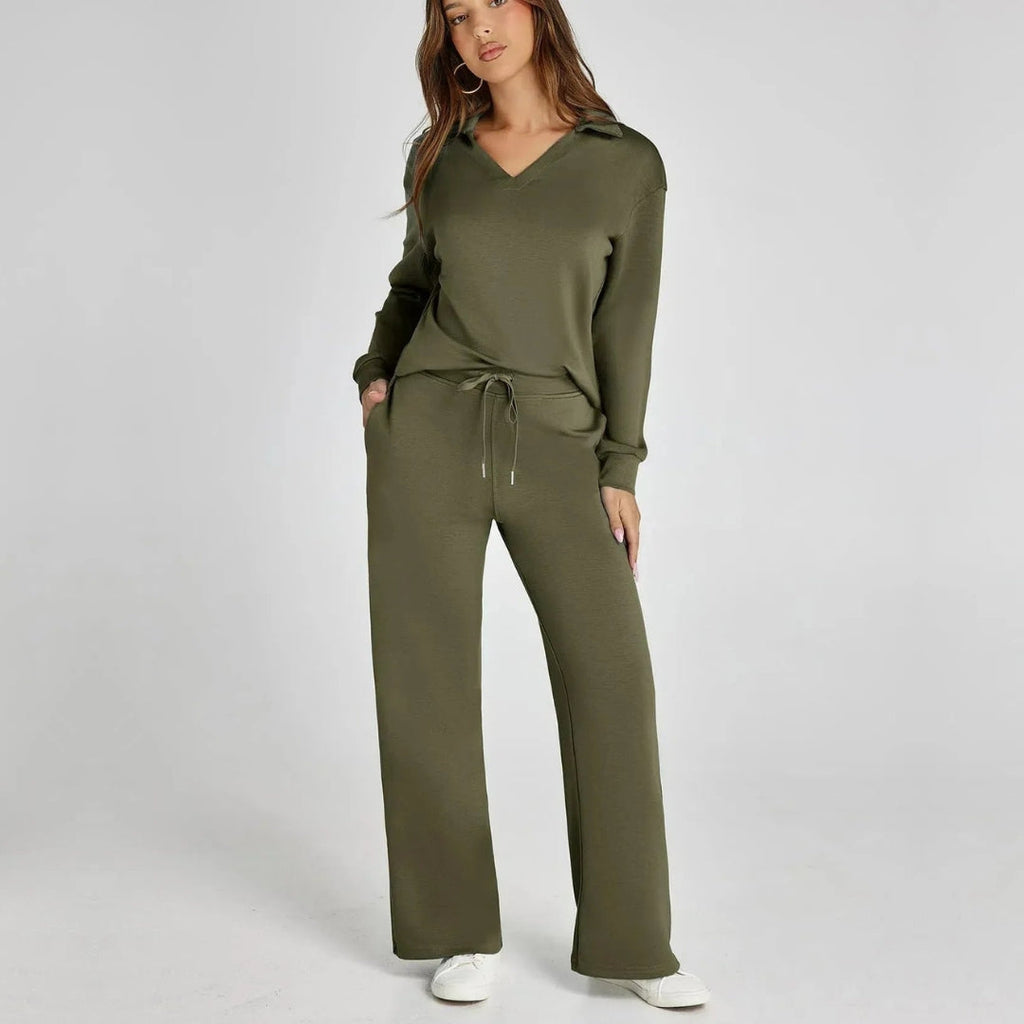 Women's Wide Leg Lounge Set – Relaxed Two-Piece Set