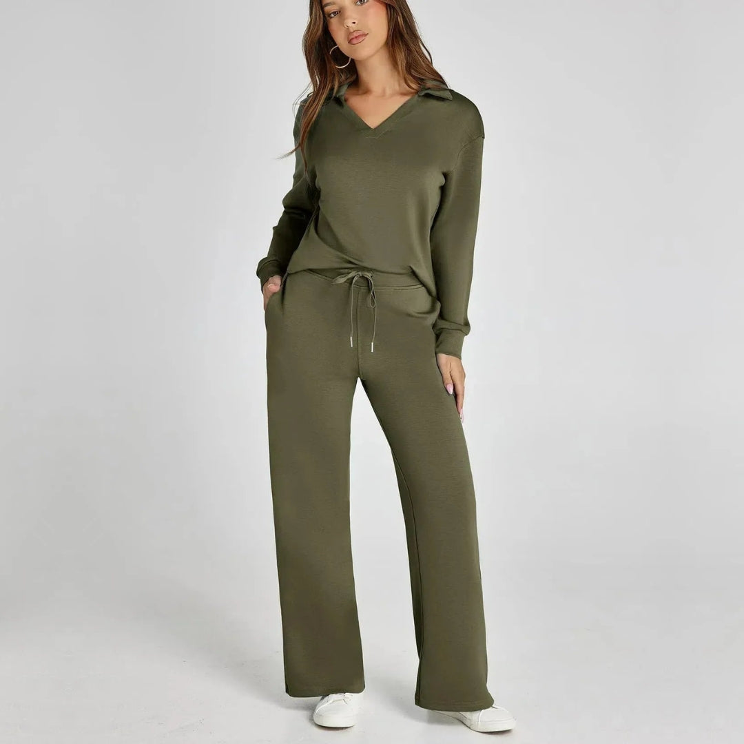 Women's Wide Leg Lounge Set – Relaxed Two-Piece Set