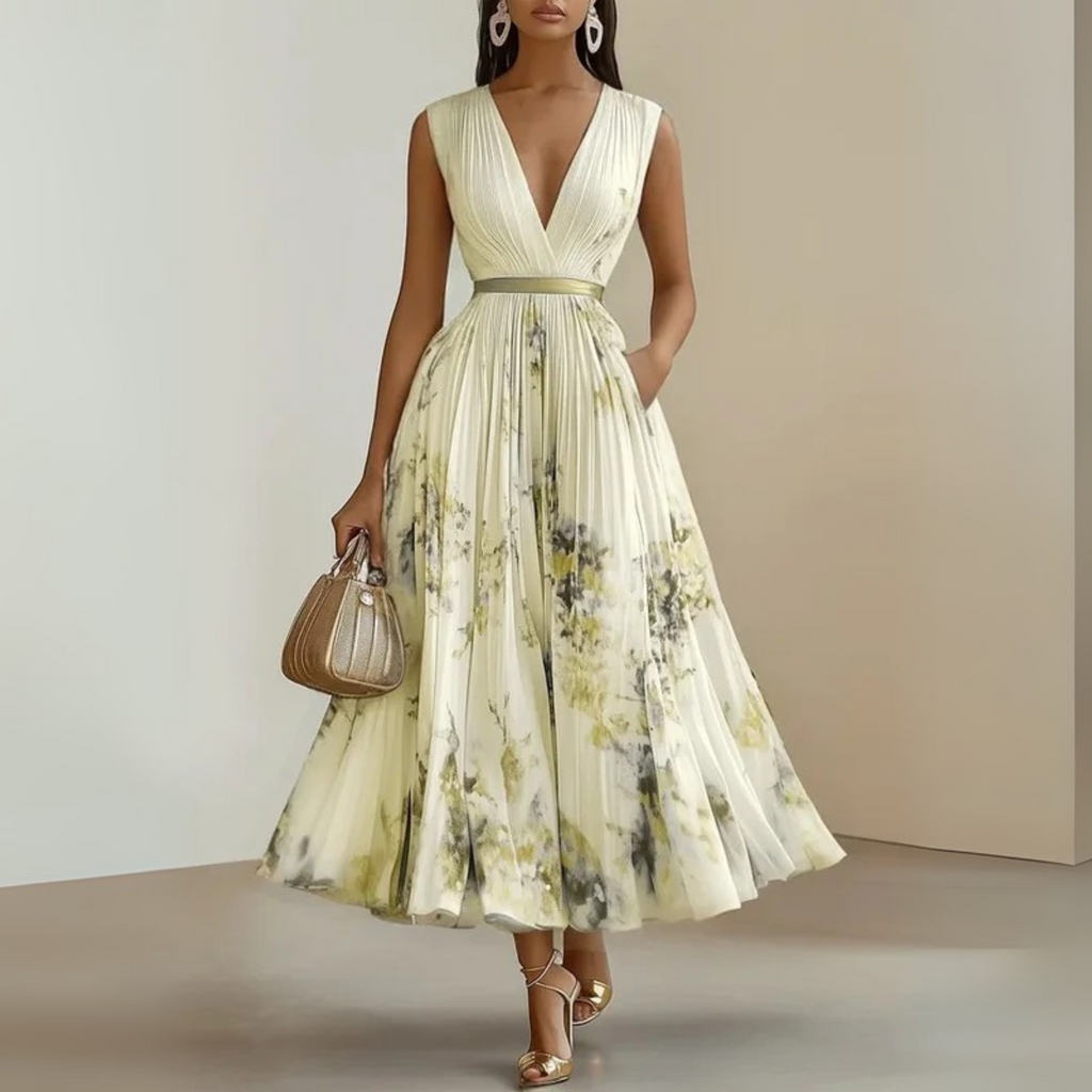 Women's Sleeveless Maxi Dress – Pleated Summer Dress
