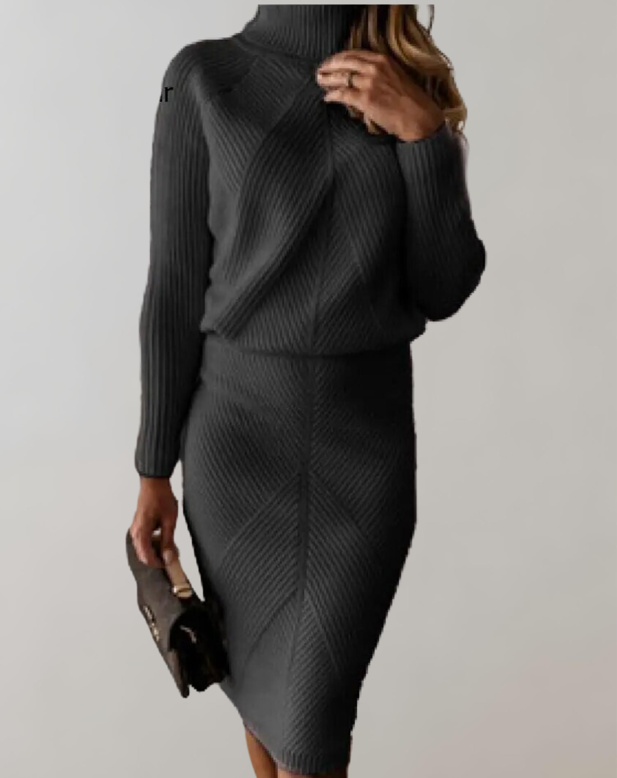 Women's Fitted Turtleneck Skirt Set – Long Sleeve Two-Piece Matching Set
