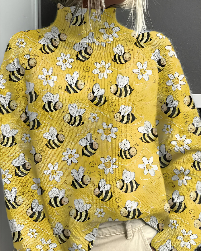 Women's Patterned Crew Neck Sweater – Graphic Long Sleeve Knit Pullover