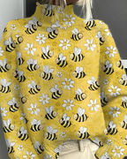 Women's Patterned Crew Neck Sweater – Graphic Long Sleeve Knit Pullover