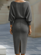 Women's Boat Neck Bodycon Dress – Batwing Sleeve Dress