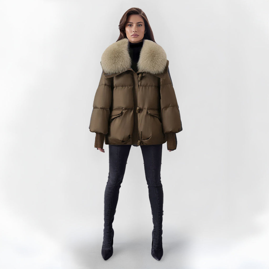 Women's Fur Collar Puffer Jacket – Longline Quilted Winter Jacket