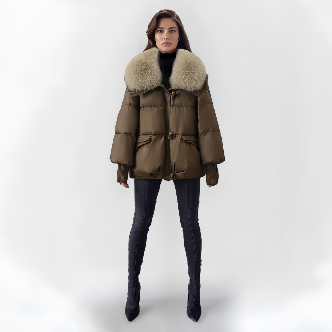 Women's Fur Collar Puffer Jacket – Longline Quilted Winter Jacket