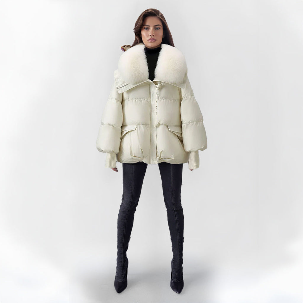 Women's Fur Collar Puffer Jacket – Longline Quilted Winter Jacket