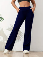 Women's High Waist Yoga Flare Pants – Stretch Pocket Workout Trousers