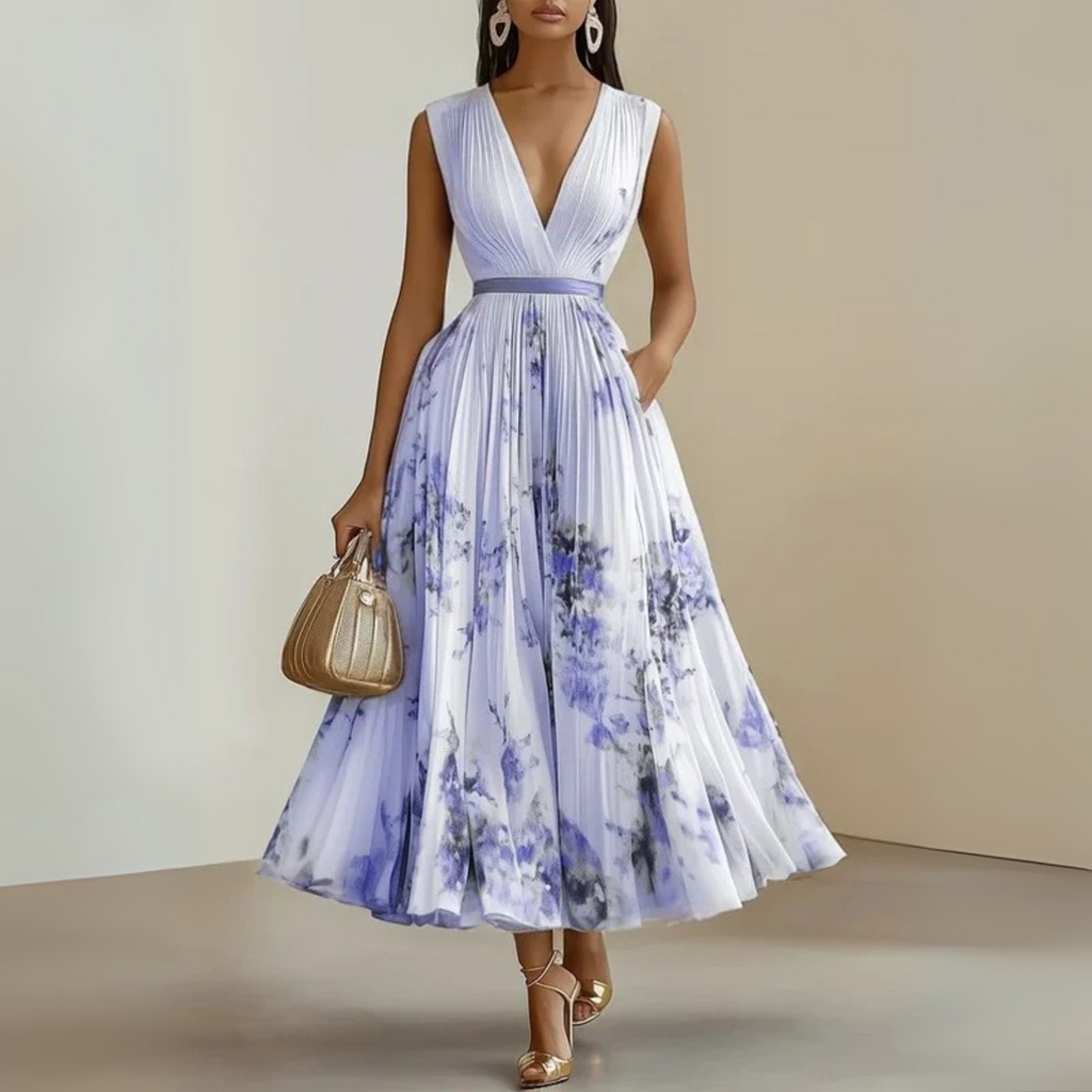 Women's Sleeveless Maxi Dress – Pleated Summer Dress