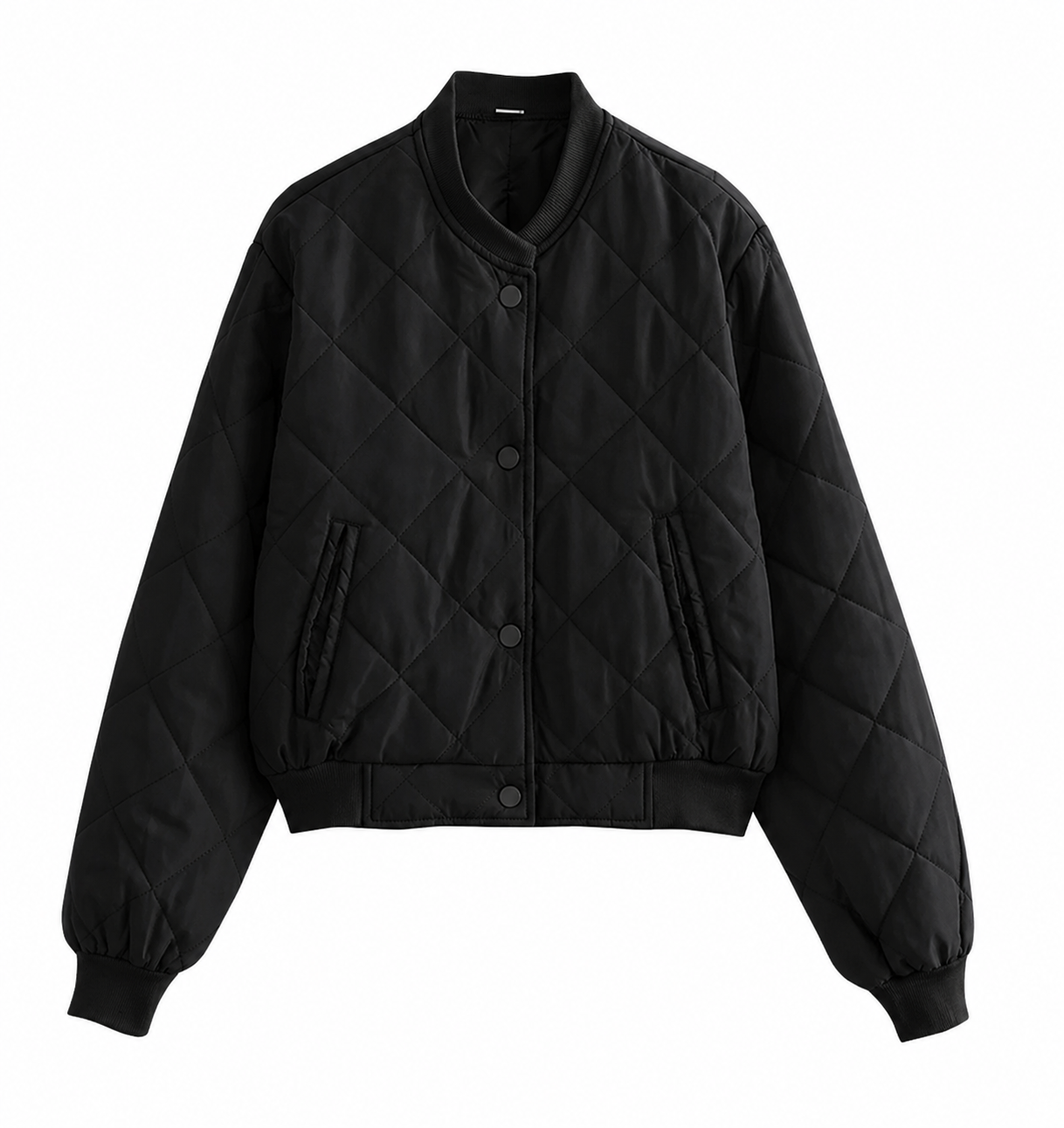 Women's Padded Bomber Jacket – Quilted Zip Front Casual Jacket