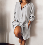 Women's Longline Button Blouse – Relaxed Tunic Blouse