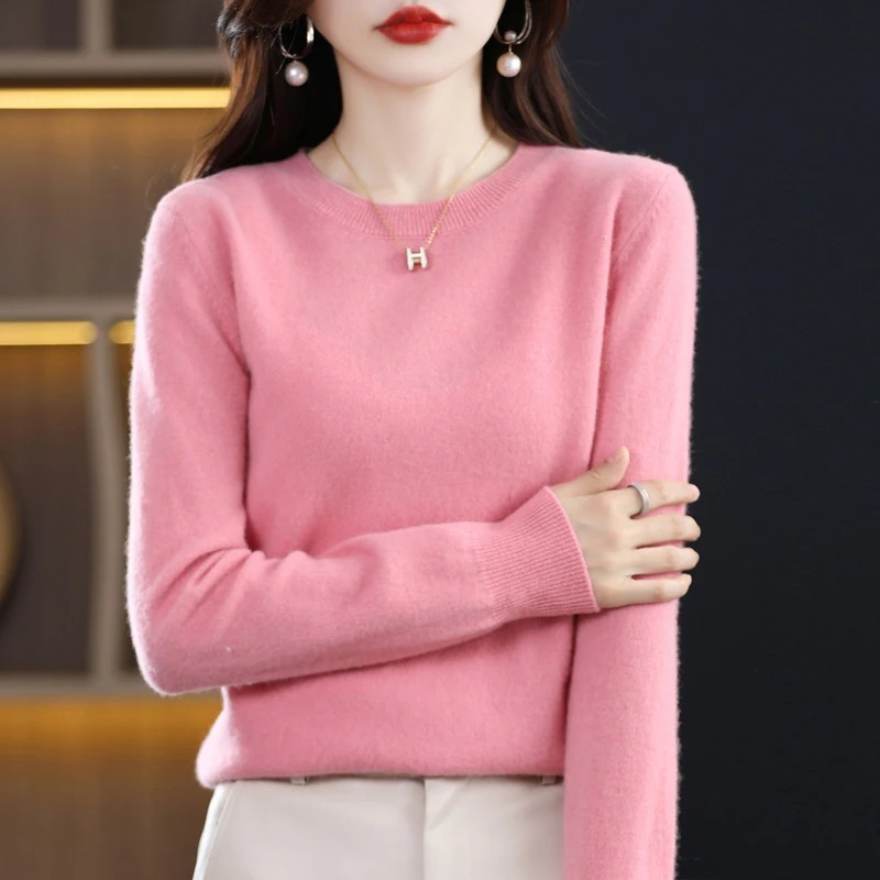 Women's Classic Crew Neck Knit Sweater – Soft Long Sleeve Pullover