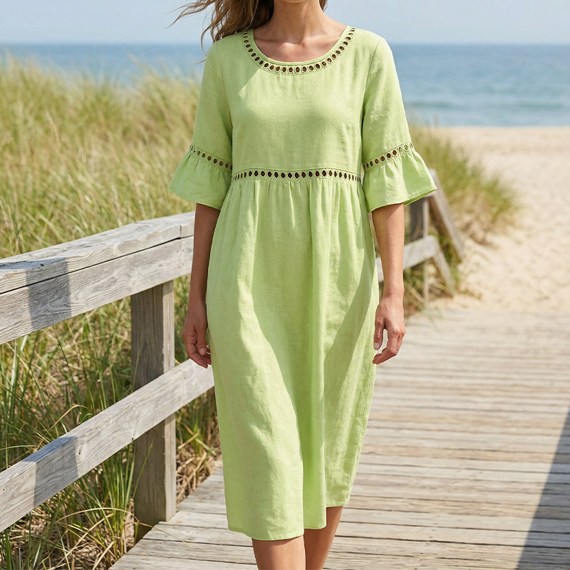 Women's Figure-Flattering Midi Dress – Flowy Day-to-Evening Occasion Dress