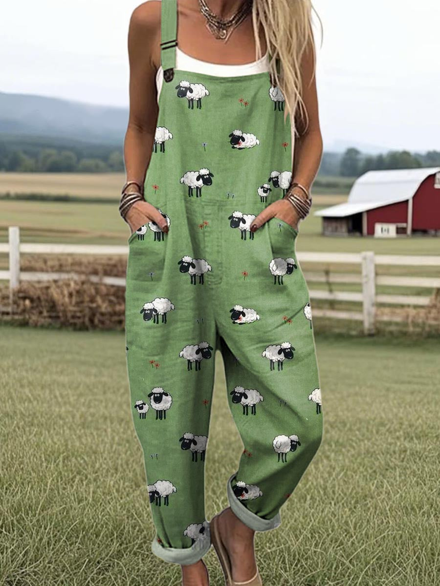 Women's Animal Print Jumpsuit – Wide Leg Casual Jumpsuit – Sadie