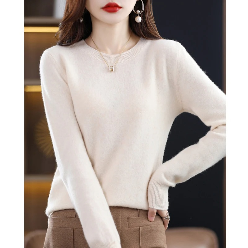 Women's Classic Crew Neck Knit Sweater – Soft Long Sleeve Pullover