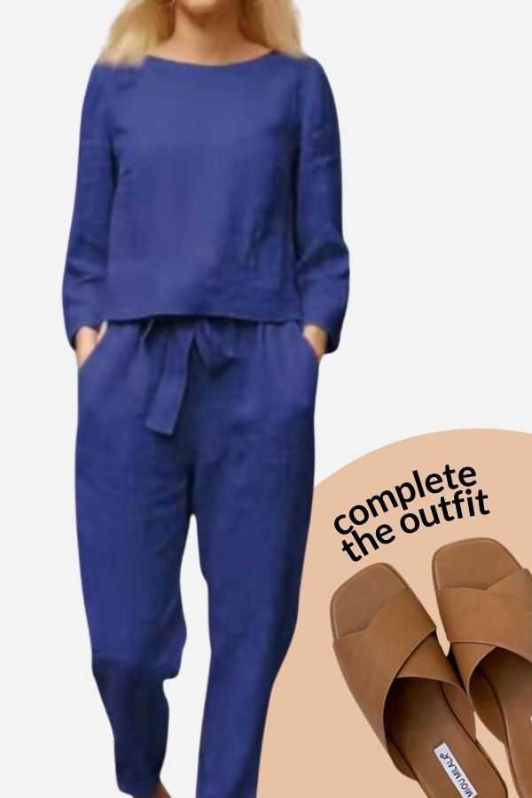 Women's Monochrome Wide Leg Pants Set – Relaxed Top & Matching Trousers