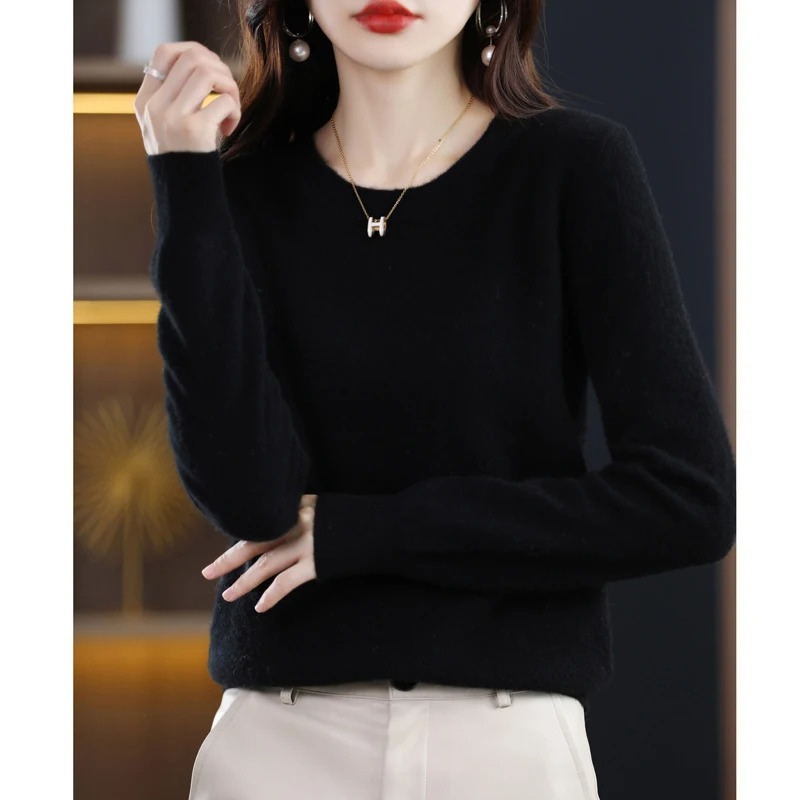 Women's Classic Crew Neck Knit Sweater – Soft Long Sleeve Pullover
