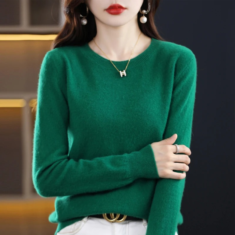 Women's Classic Crew Neck Knit Sweater – Soft Long Sleeve Pullover